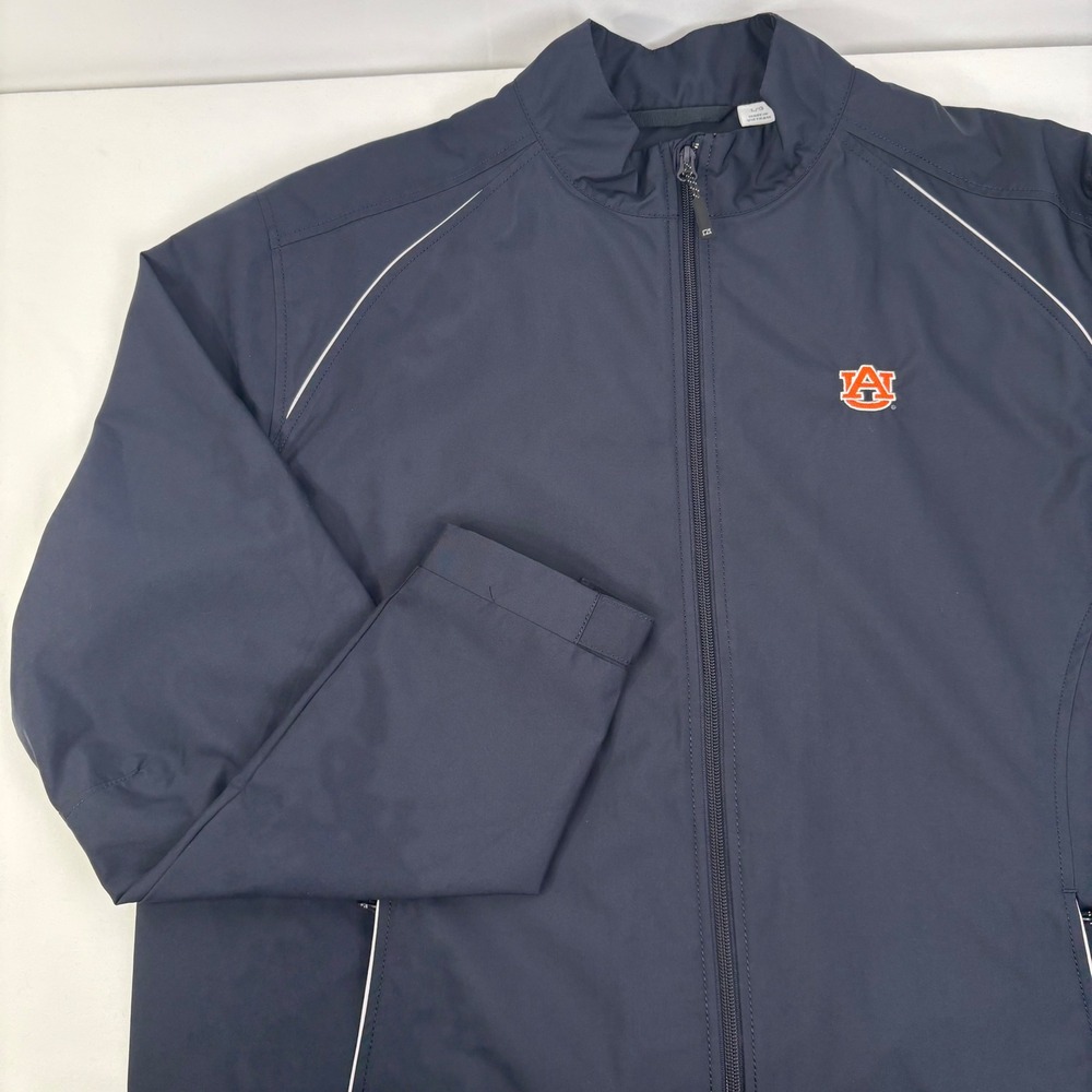 Cutter & Buck Men's Auburn Tigers Navy Blue Full Zip WeatherTec Jacket Large